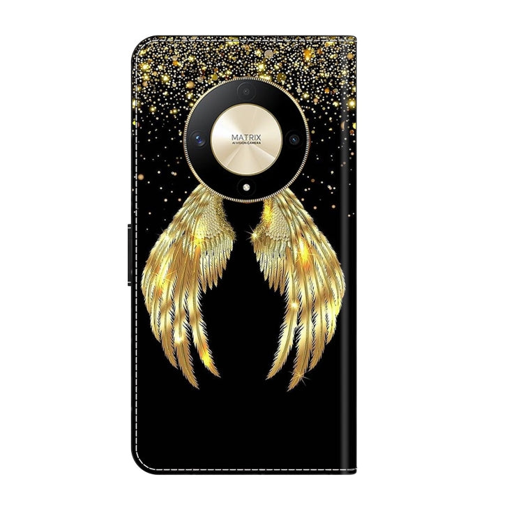 For Honor Magic6 Lite Crystal 3D Shockproof Protective Leather Phone Case(Golden Wings)