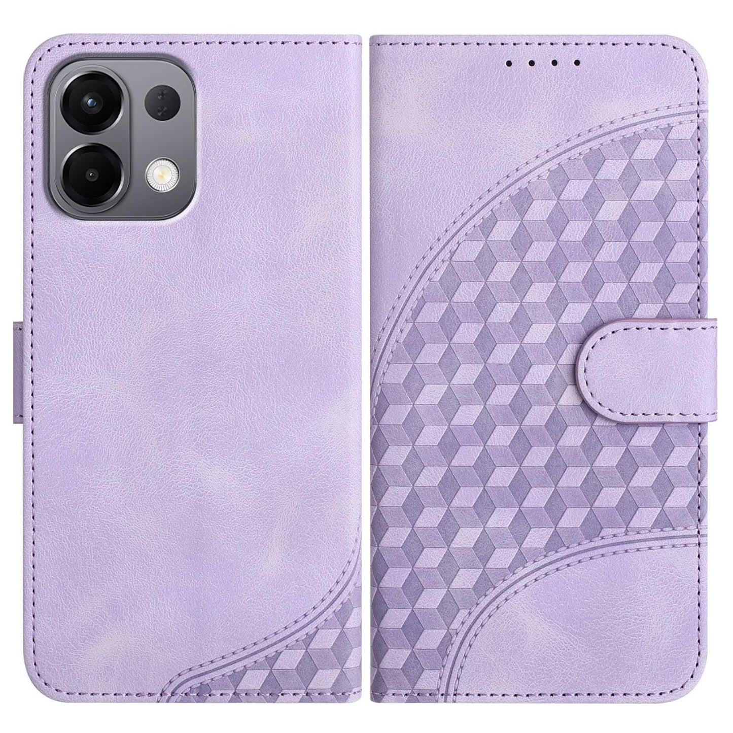 For OPPO K13 5G Elephant Head Embossed Phone Leather Case with Lanyard(Light Purple)