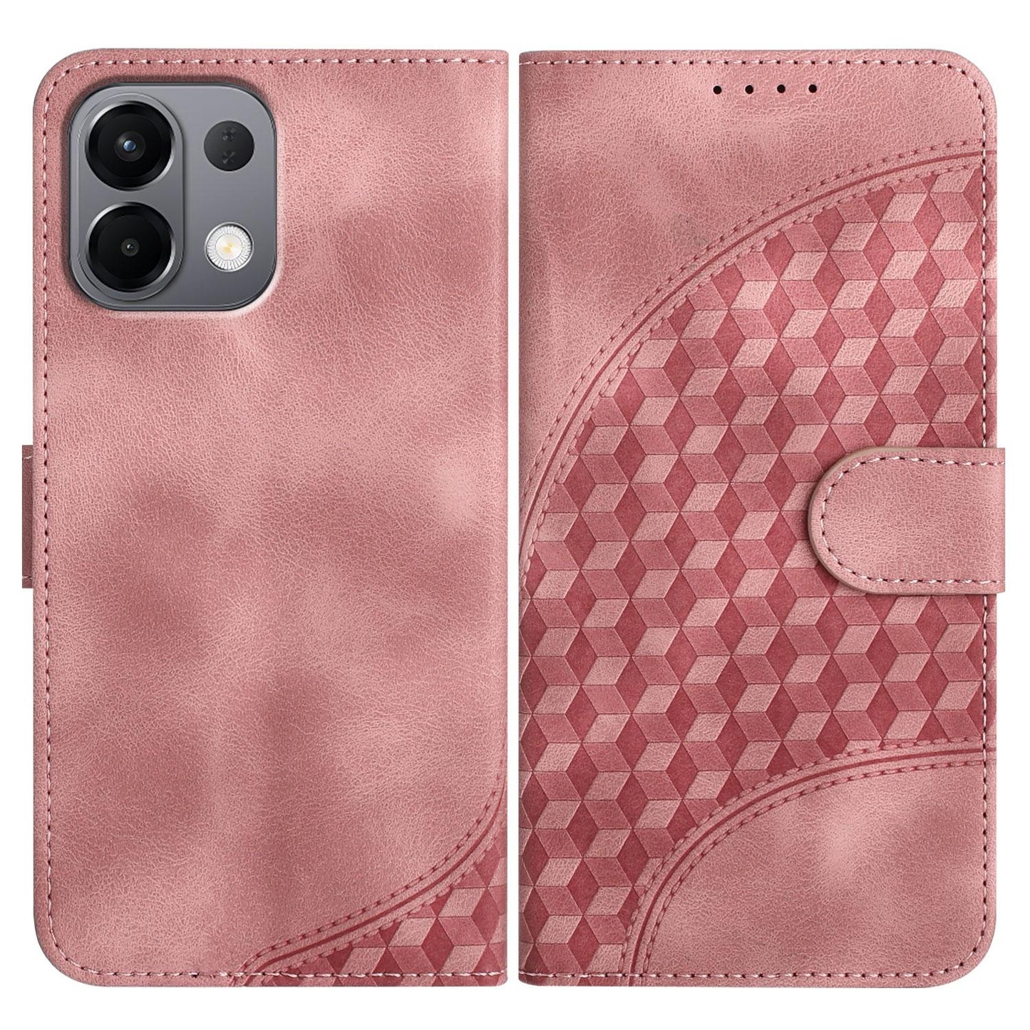 For OPPO K13 5G Elephant Head Embossed Phone Leather Case with Lanyard(Pink)