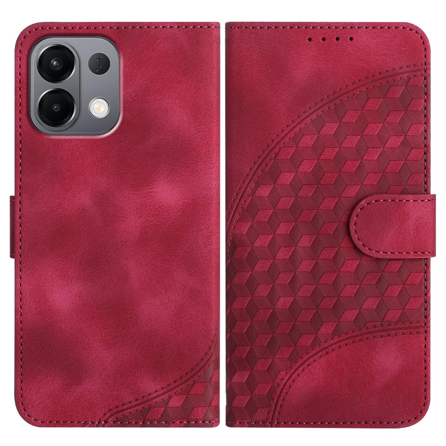 For OPPO K13 5G Elephant Head Embossed Phone Leather Case with Lanyard(Rose Red)