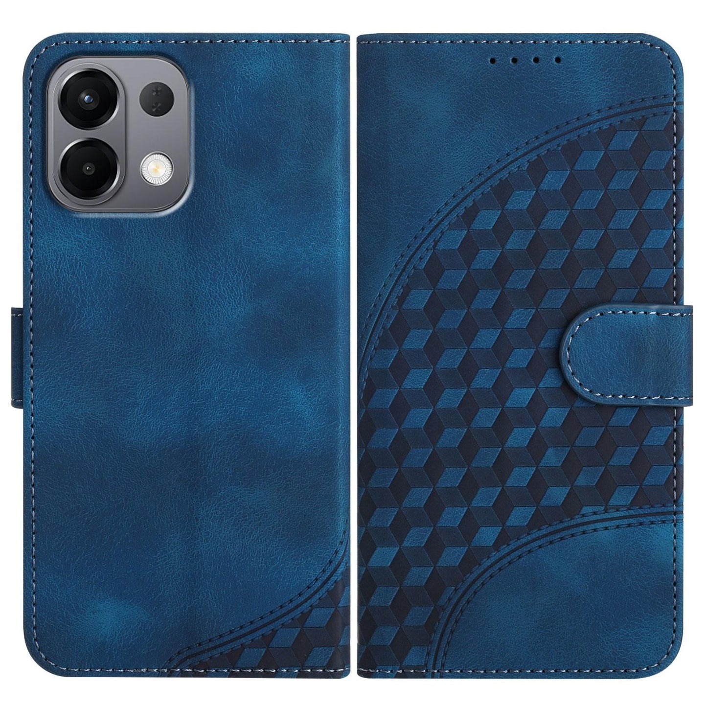 For OPPO K13 5G Elephant Head Embossed Phone Leather Case with Lanyard(Royal Blue)