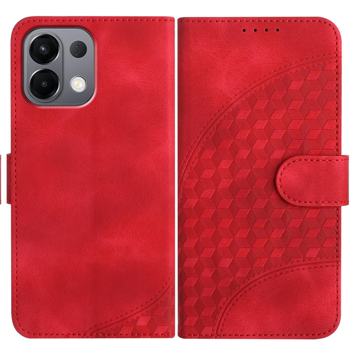 For OPPO K13 5G Elephant Head Embossed Phone Leather Case with Lanyard(Red)
