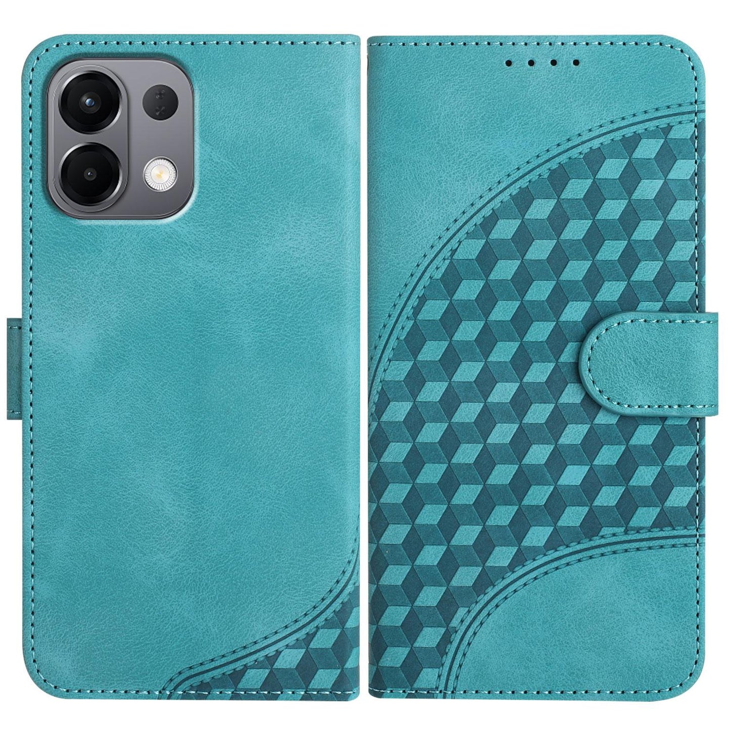 For OPPO K13 5G Elephant Head Embossed Phone Leather Case with Lanyard(Light Blue)