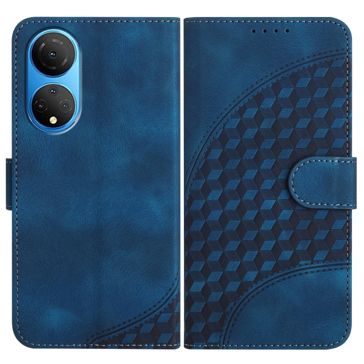 For Honor X7/Play 30 Plus YX0060 Elephant Head Embossed Phone Leather Case with Lanyard(Royal Blue)