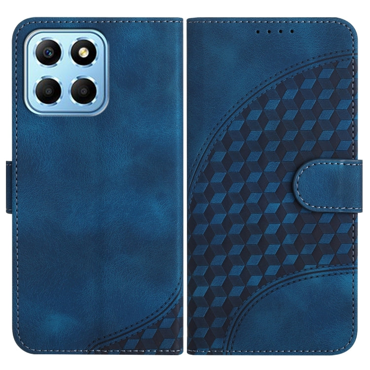 For Honor X8 5G YX0060 Elephant Head Embossed Phone Leather Case with Lanyard(Royal Blue)