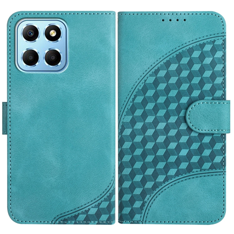For Honor X8 5G YX0060 Elephant Head Embossed Phone Leather Case with Lanyard(Light Blue)