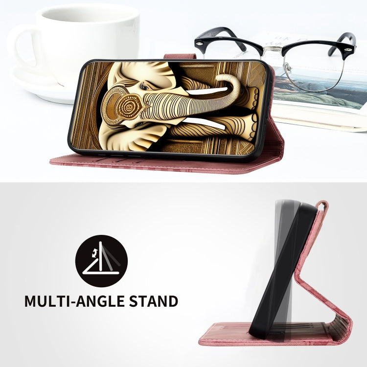 For Honor X40 5G/X9a 5G/Magic5 Lite YX0060 Elephant Head Embossed Phone Leather Case with Lanyard(Pink)