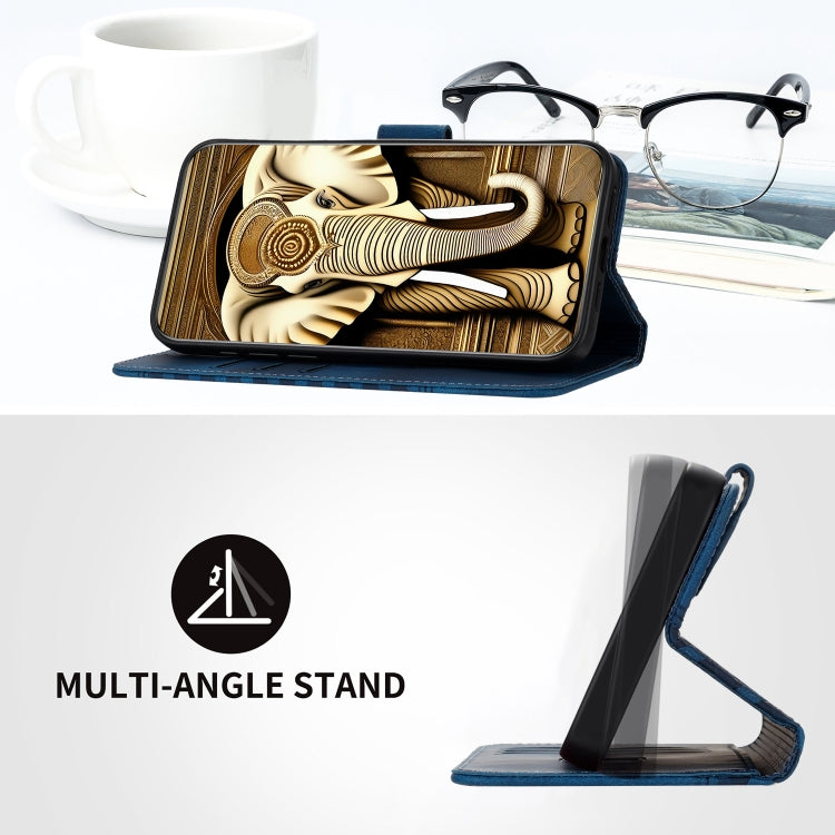 For Honor X40 5G/X9a 5G/Magic5 Lite YX0060 Elephant Head Embossed Phone Leather Case with Lanyard(Royal Blue)