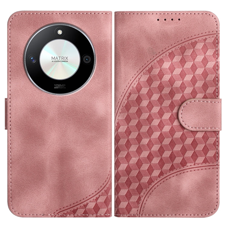 For Honor X50 YX0060 Elephant Head Embossed Phone Leather Case with Lanyard(Pink)