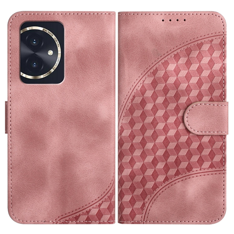 For Honor 100 YX0060 Elephant Head Embossed Phone Leather Case with Lanyard(Pink)