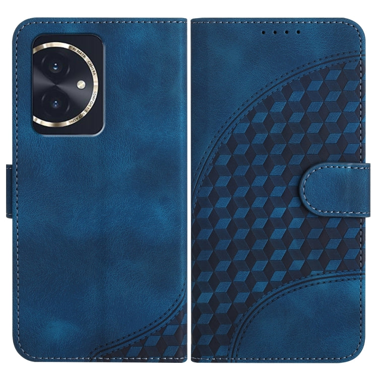 For Honor 100 YX0060 Elephant Head Embossed Phone Leather Case with Lanyard(Royal Blue)