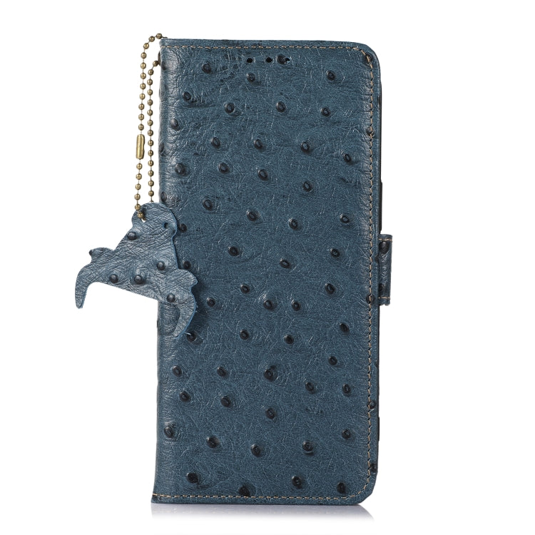 For Honor Magic6 Lite / X50 / X9b Ostrich Pattern Genuine Leather RFID Phone Case(Blue)