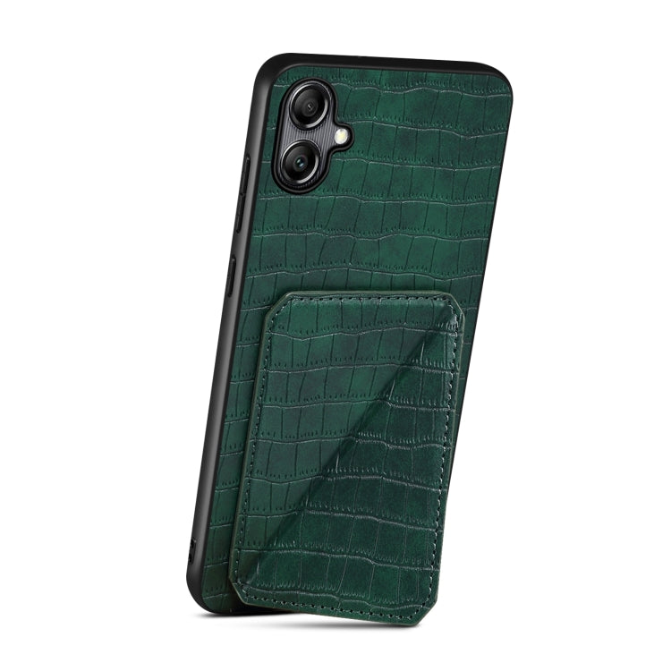 For Samsung Galaxy S24 5G Denior Imitation Crocodile Leather Back Phone Case with Holder(Green)
