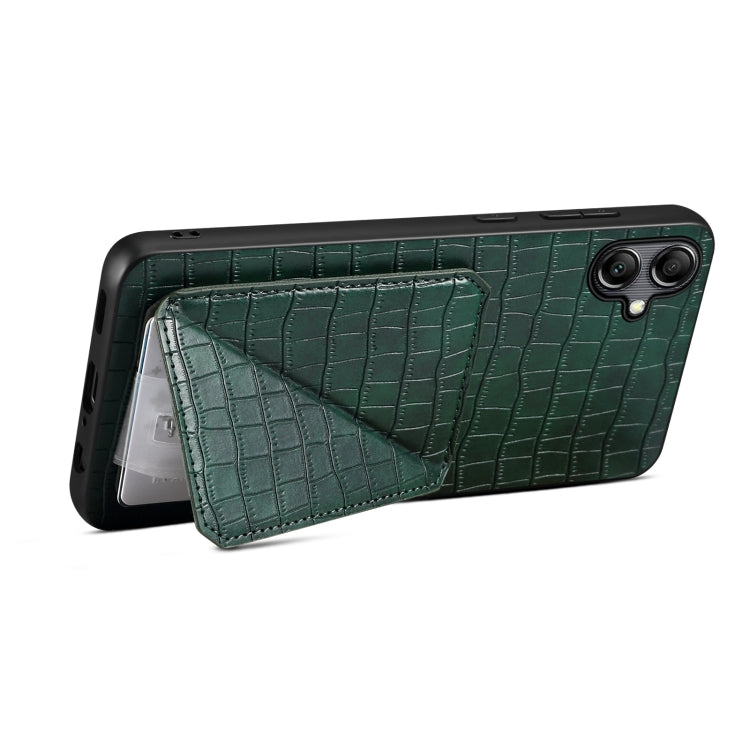 For Samsung Galaxy S24 5G Denior Imitation Crocodile Leather Back Phone Case with Holder(Green)