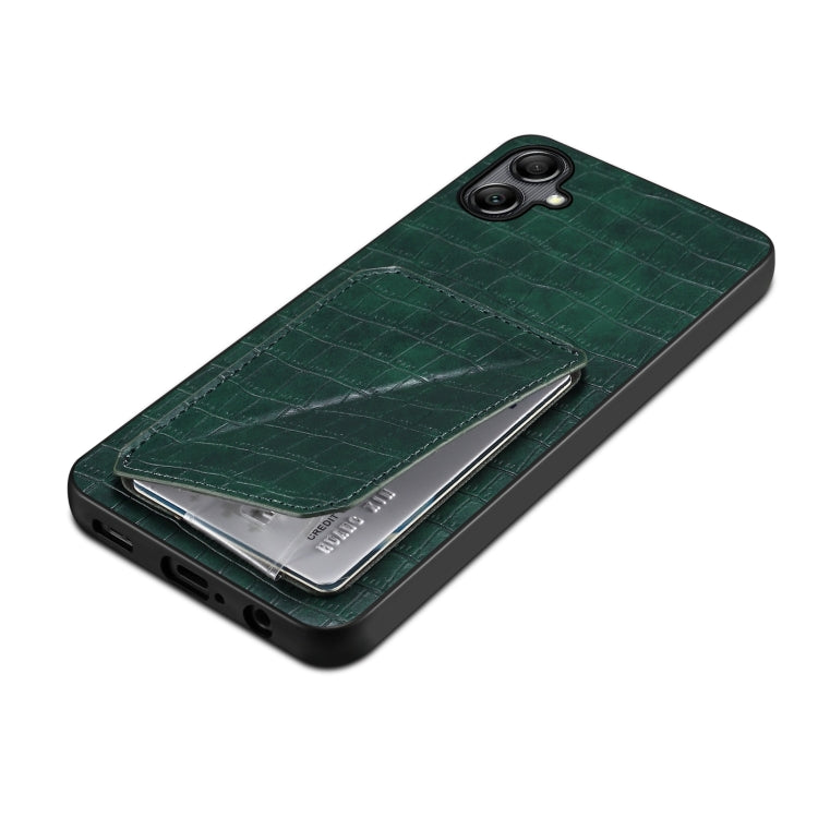 For Samsung Galaxy S24 5G Denior Imitation Crocodile Leather Back Phone Case with Holder(Green)