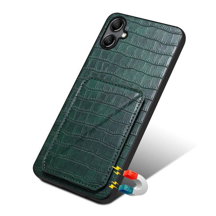 For Samsung Galaxy S24 5G Denior Imitation Crocodile Leather Back Phone Case with Holder(Green)
