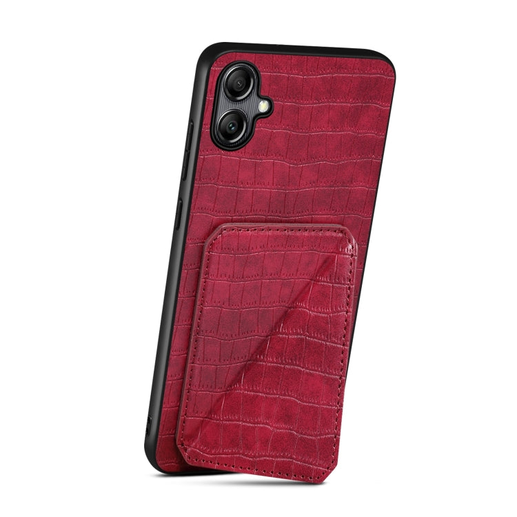For Samsung Galaxy S24 5G Denior Imitation Crocodile Leather Back Phone Case with Holder(Rose Red)