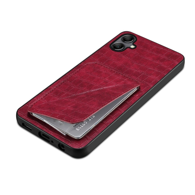 For Samsung Galaxy S24 5G Denior Imitation Crocodile Leather Back Phone Case with Holder(Rose Red)