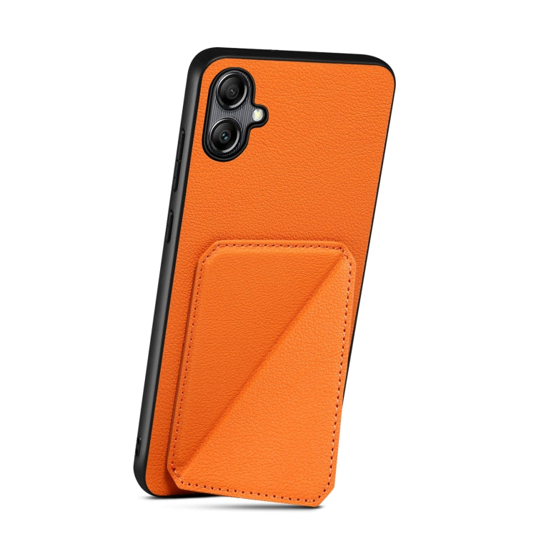 For Samsung Galaxy S24 5G Denior Imitation Calf Leather Back Phone Case with Holder(Orange)