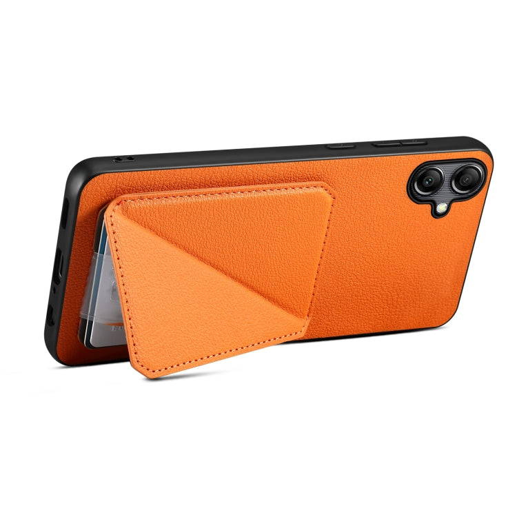 For Samsung Galaxy S24 5G Denior Imitation Calf Leather Back Phone Case with Holder(Orange)