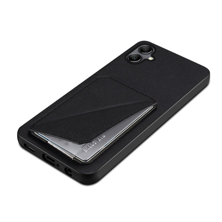 For Samsung Galaxy S24 5G Denior Imitation Calf Leather Back Phone Case with Holder(Black)