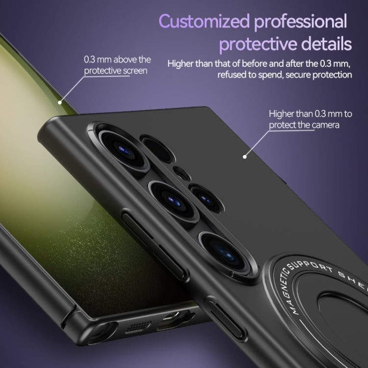 For Samsung Galaxy S24 5G Matte Magsafe Magnetic Phone Case with Trolley Holder(Night Purple)