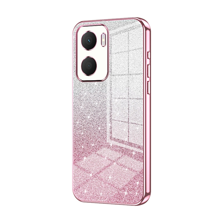 For Honor Play 40 Plus Gradient Glitter Powder Electroplated Phone Case(Pink)