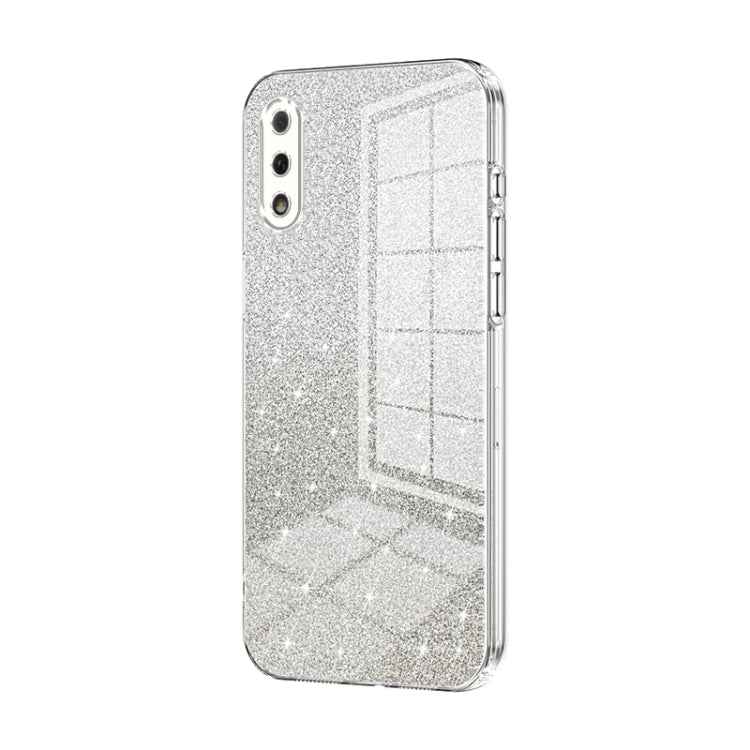 For Honor 9X Gradient Glitter Powder Electroplated Phone Case(Transparent)