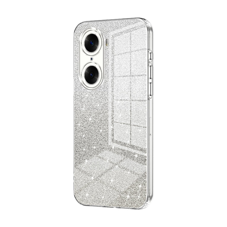 For Honor 60 Gradient Glitter Powder Electroplated Phone Case(Transparent)