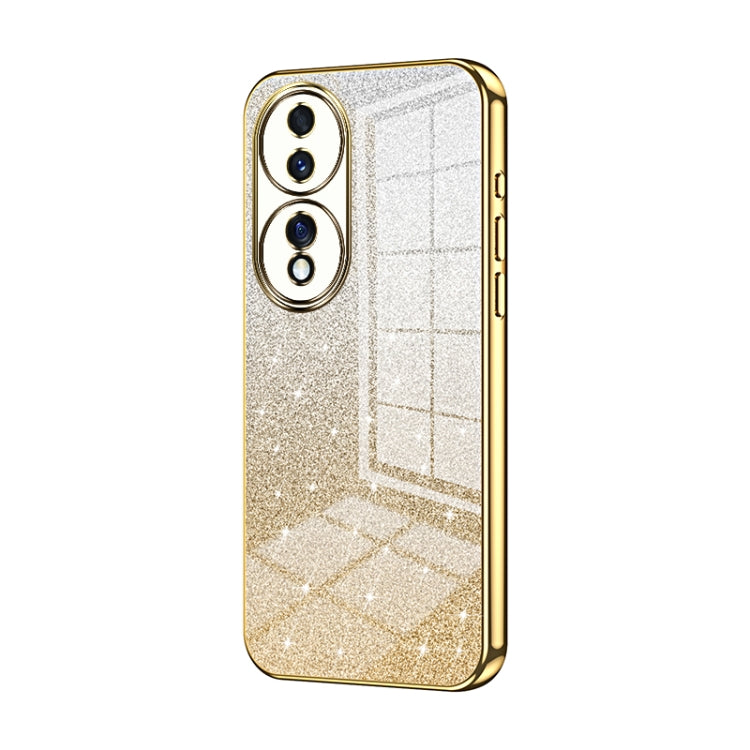 For Honor 70 Gradient Glitter Powder Electroplated Phone Case(Gold)