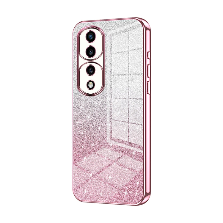For Honor 70 Pro / 70 Pro+ Gradient Glitter Powder Electroplated Phone Case(Pink)