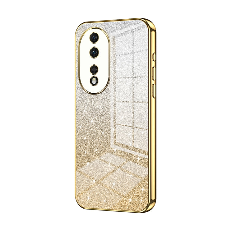 For Honor 80 Gradient Glitter Powder Electroplated Phone Case(Gold)