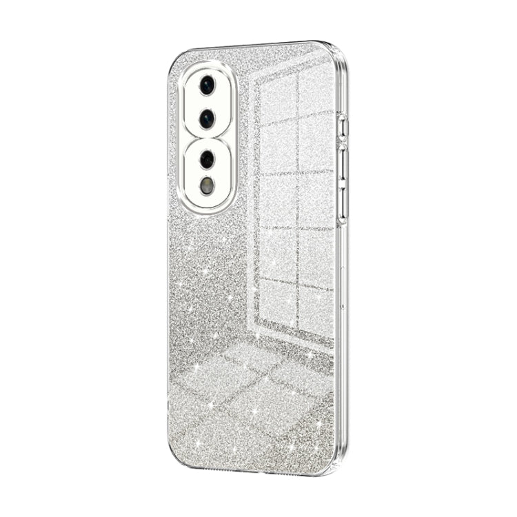 For Honor 80 Pro Gradient Glitter Powder Electroplated Phone Case(Transparent)