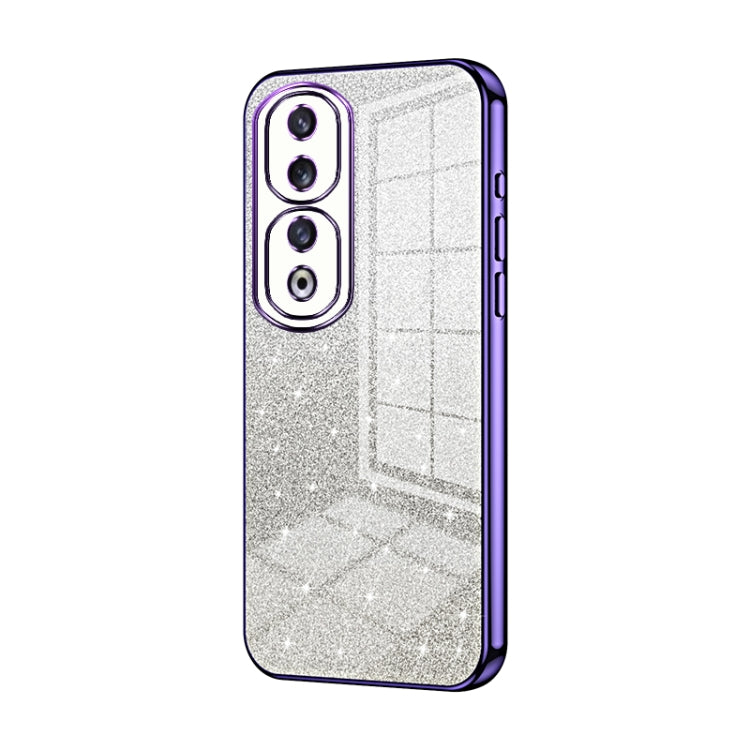 For Honor 90 Pro Gradient Glitter Powder Electroplated Phone Case(Purple)