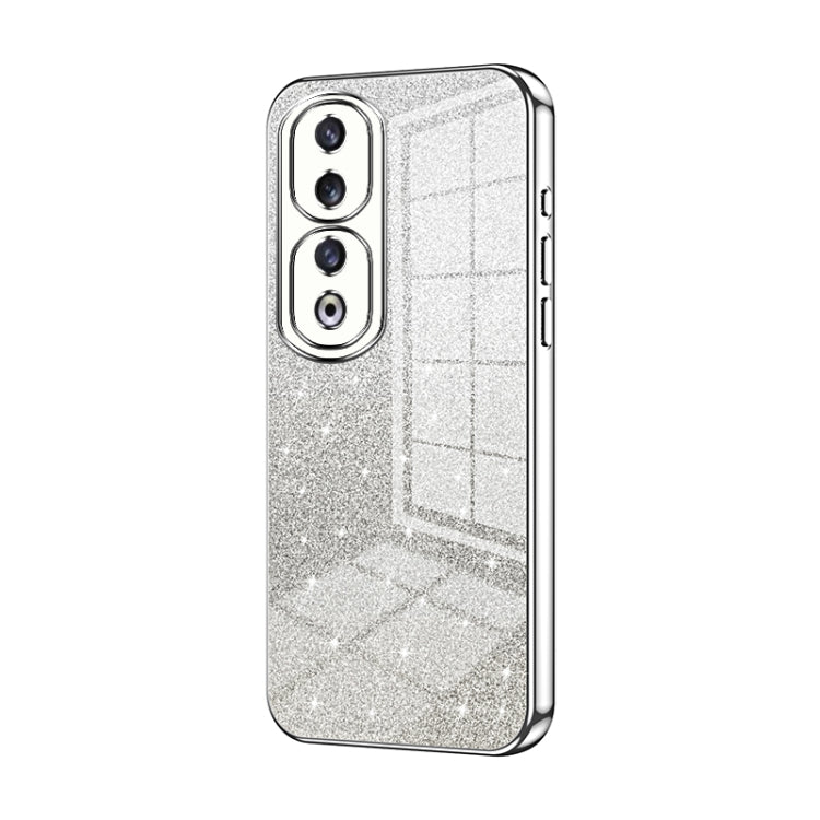 For Honor 90 Pro Gradient Glitter Powder Electroplated Phone Case(Silver)