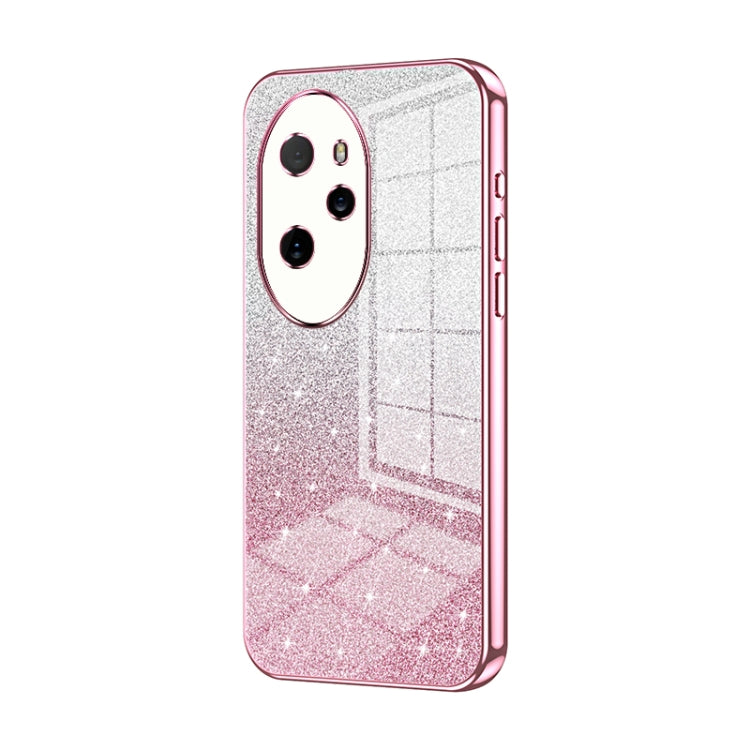 For Honor 100 Pro Gradient Glitter Powder Electroplated Phone Case(Pink)
