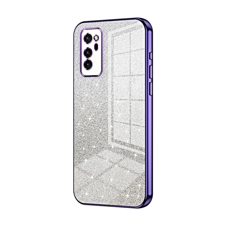 For Honor V30 Gradient Glitter Powder Electroplated Phone Case(Purple)