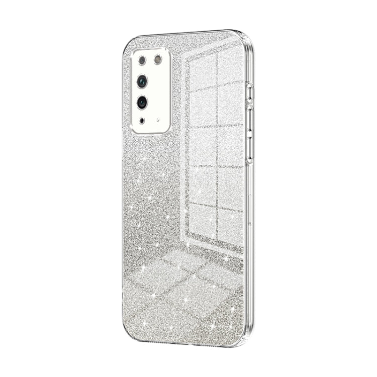 For Honor X10 Gradient Glitter Powder Electroplated Phone Case(Transparent)