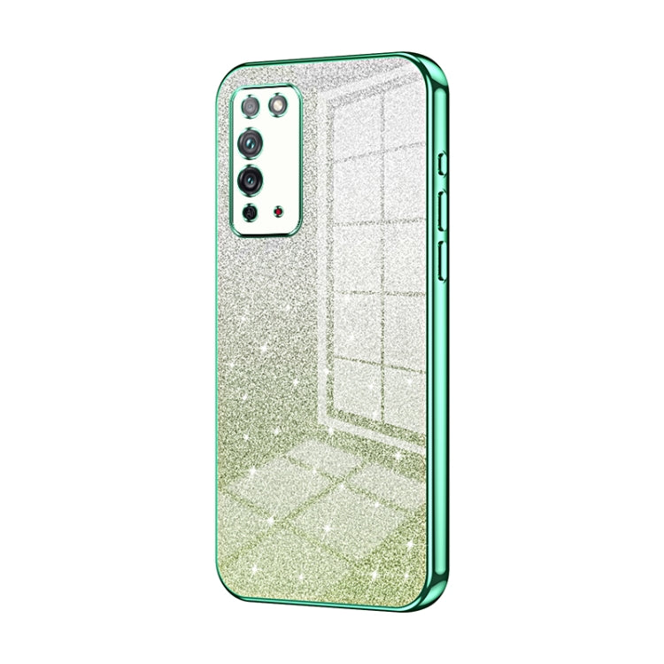 For Honor X10 Gradient Glitter Powder Electroplated Phone Case(Green)