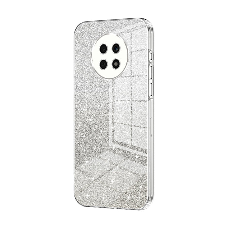 For Honor X20 Gradient Glitter Powder Electroplated Phone Case(Transparent)