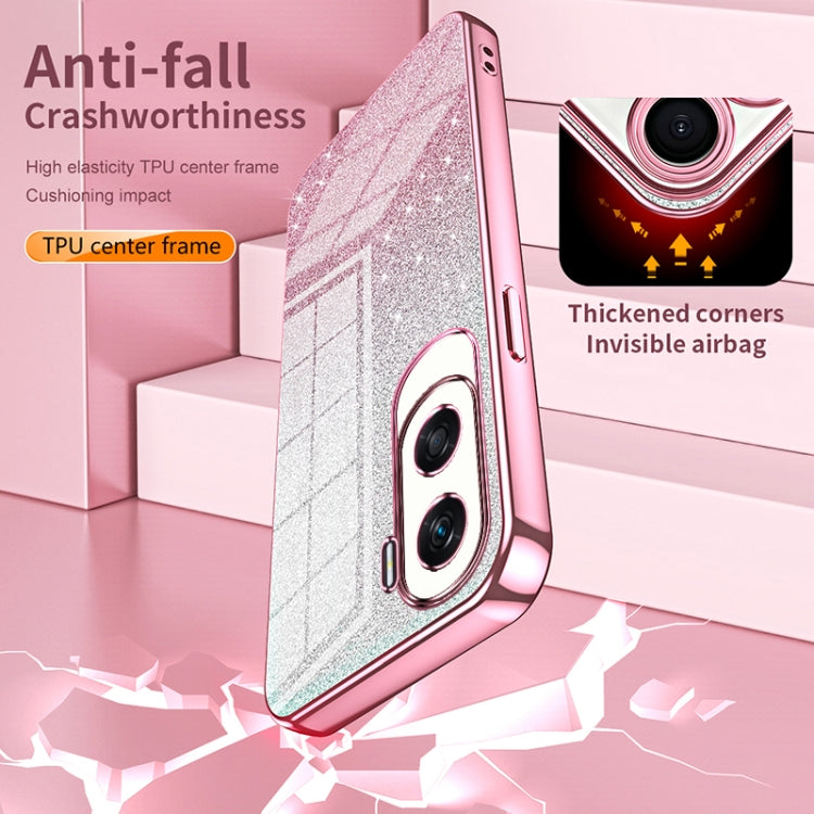 For Honor 100 Pro Gradient Glitter Powder Electroplated Phone Case(Pink)