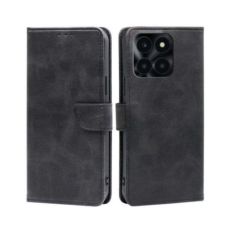 For Honor X6a 4G Calf Texture Buckle Flip Leather Phone Case(Black)