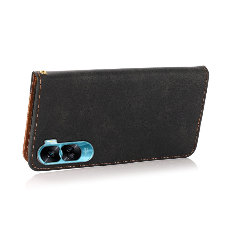 For Honor 90 Lite Dual-color Stitching Leather Phone Case(Black Brown)