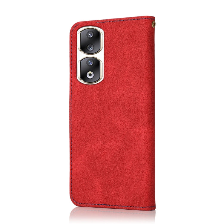 For Honor 90 Pro Dual-color Stitching Leather Phone Case(Red Blue)