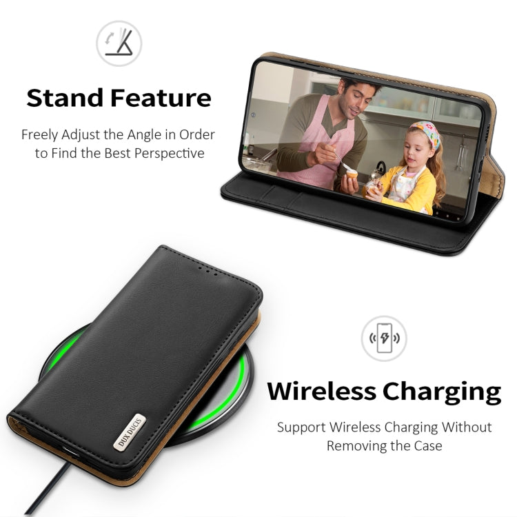 For Samsung Galaxy S24 5G DUX DUCIS Hivo Series Cowhide + PU + TPU Flip Phone Case(Black)