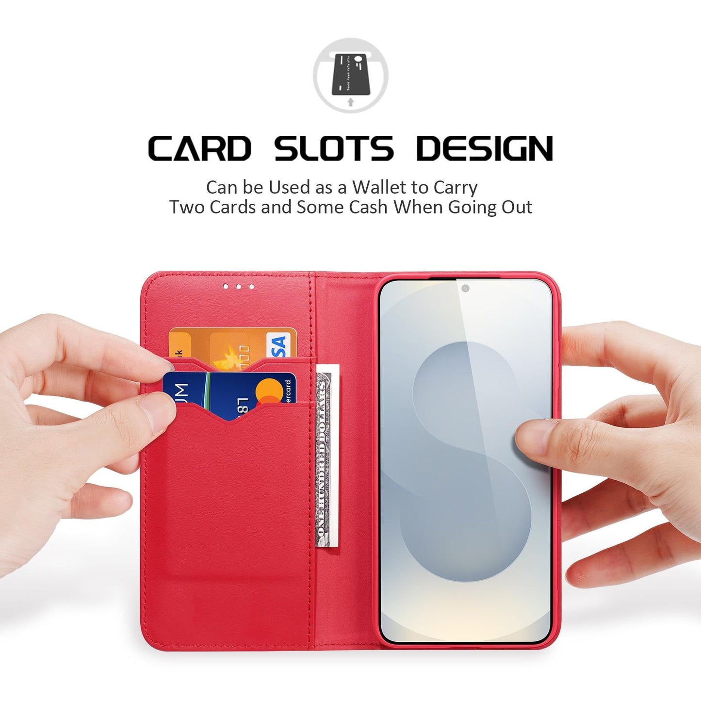 For Samsung Galaxy S25 Edge 5G DUX DUCIS Hivo Series Cowhide + PU + TPU Flip Phone Case(Red)