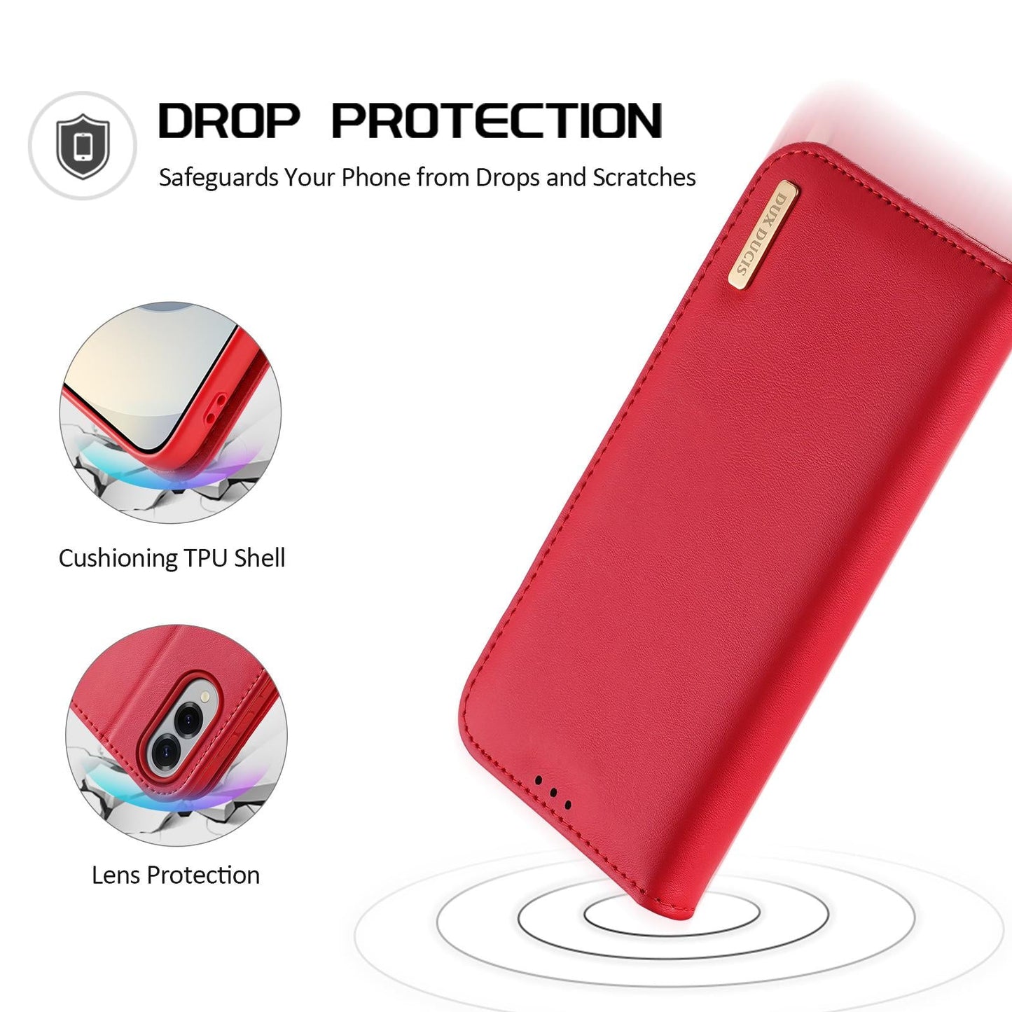 For Samsung Galaxy S25 Edge 5G DUX DUCIS Hivo Series Cowhide + PU + TPU Flip Phone Case(Red)