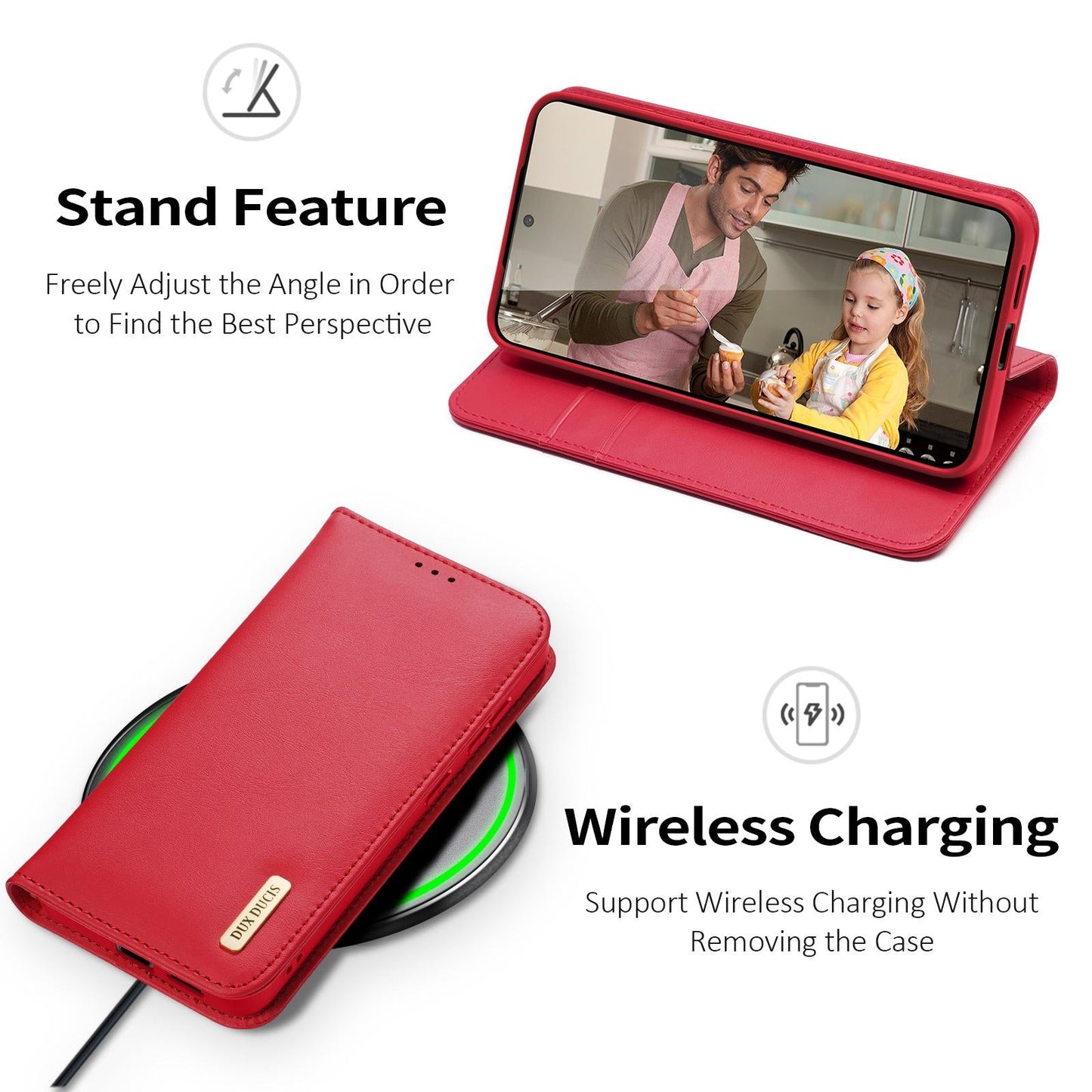 For Samsung Galaxy S25 Edge 5G DUX DUCIS Hivo Series Cowhide + PU + TPU Flip Phone Case(Red)