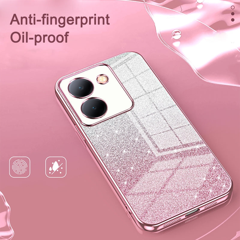 For vivo iQOO 3 5G Gradient Glitter Powder Electroplated Phone Case(Silver)