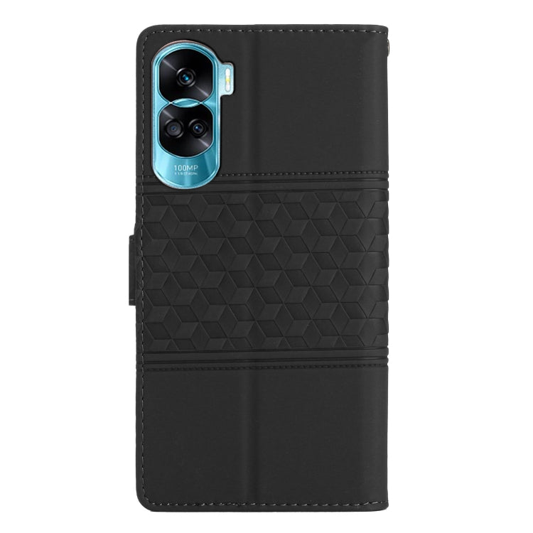 For Honor 90 Lite Diamond Embossed Skin Feel Leather Phone Case(Black)